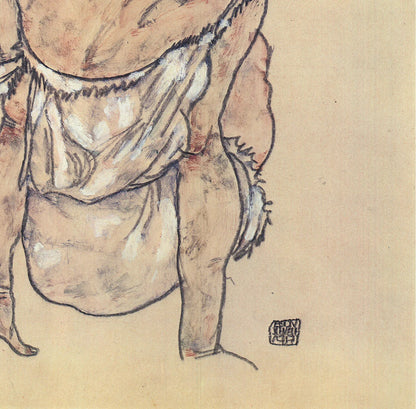 Egon Schiele Woman Seated In Underwear " Offset Lithograph Art