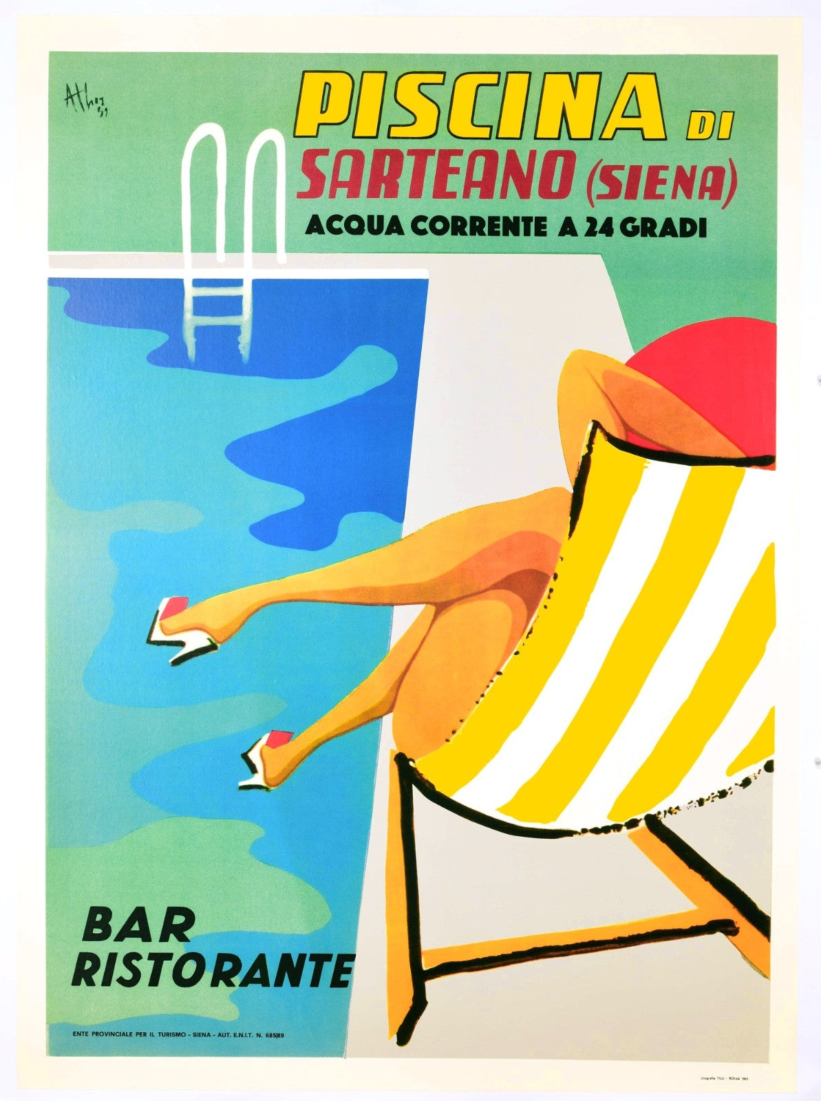Tuscany Piscina Di Sarteano Poster By Athij Poolside Vintage Italian Poster