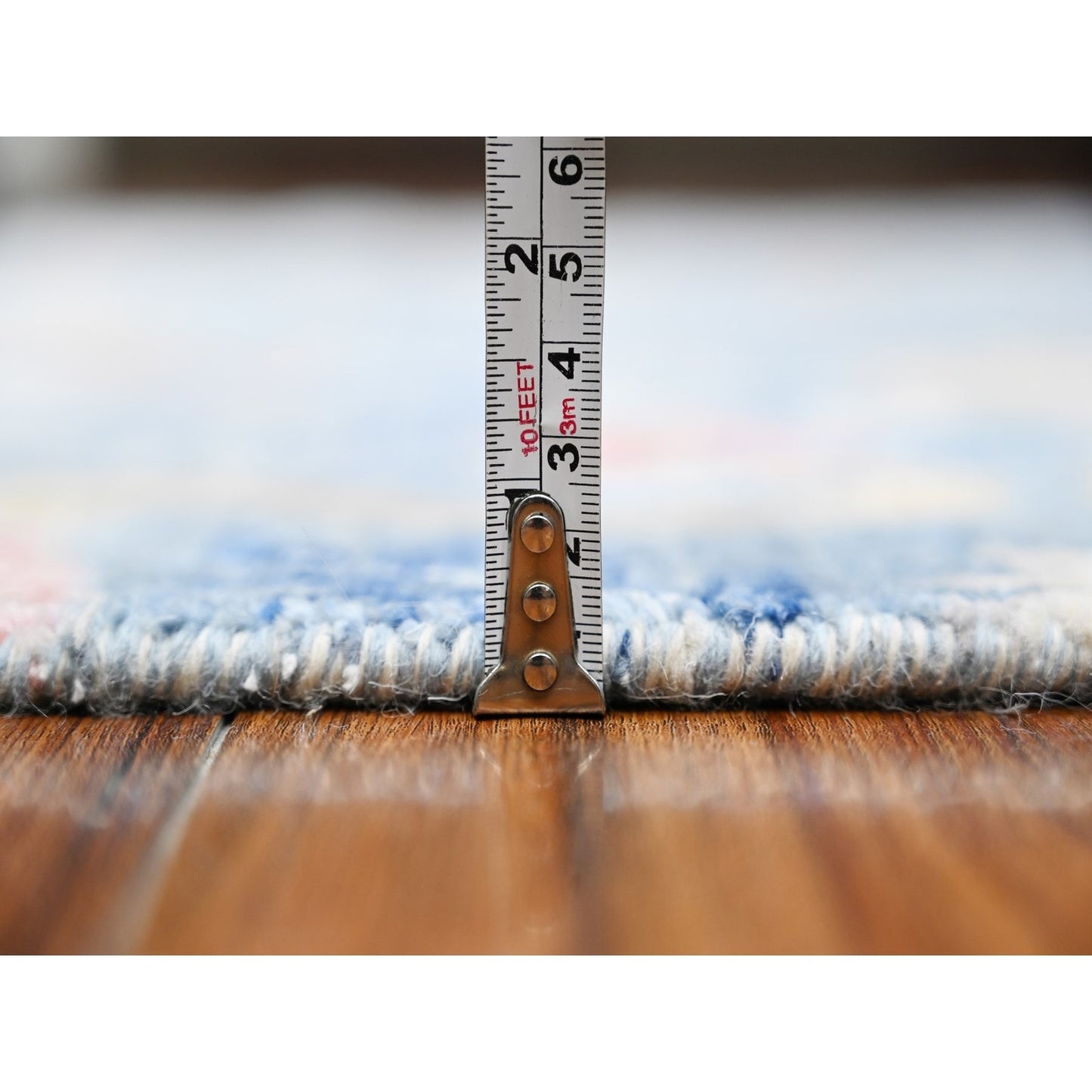 6'1"X12' Blue Peshawar Hand Knotted Birds Paradise Wool Wide Runner Rug