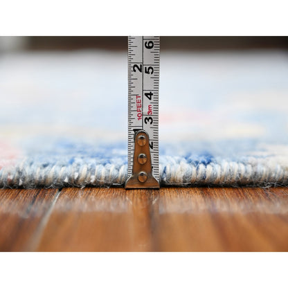 6'1"X12' Blue Peshawar Hand Knotted Birds Paradise Wool Wide Runner Rug