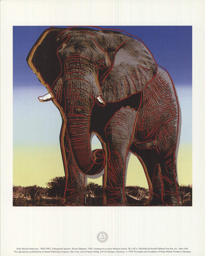 Andy Warhol Endangered Species: African Elephant " Offset Lithograph
