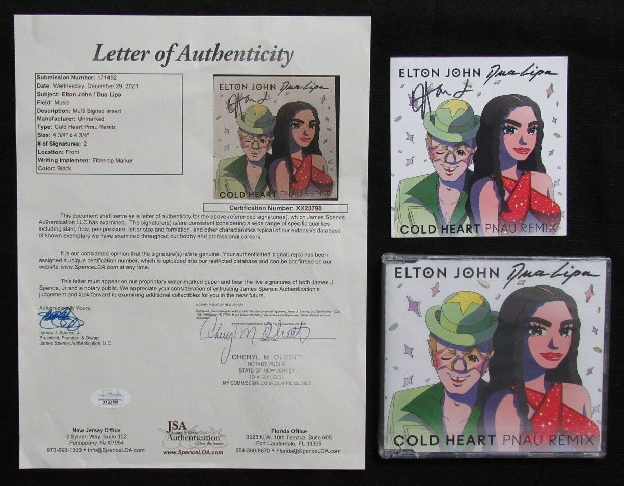 Elton John Signed Elton & Dua "Cold Heart Pnau Remix" Cd Insert - Jsa Loa 180997
