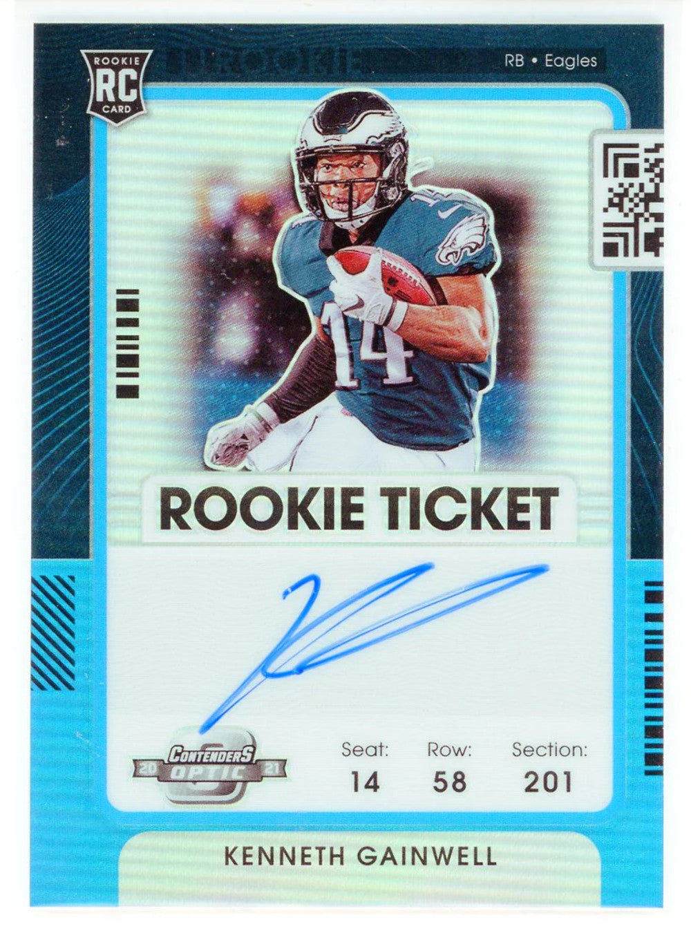 Kenneth Gainwell Autographed 2021 Panini Contenders Optic Rookie Ticket Prizm Ca