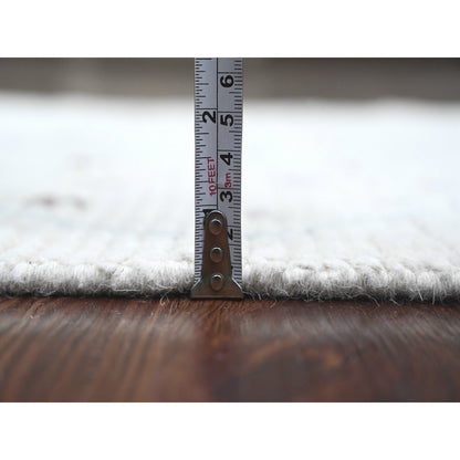 2'5"X10'6" White Geometric Moroccan Weave Wool Hand Knotted Runner Rug