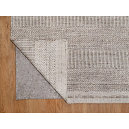 9'2"X12'2" Beaver Brown Flat Weave With Textured Grass Design Wool Rug
