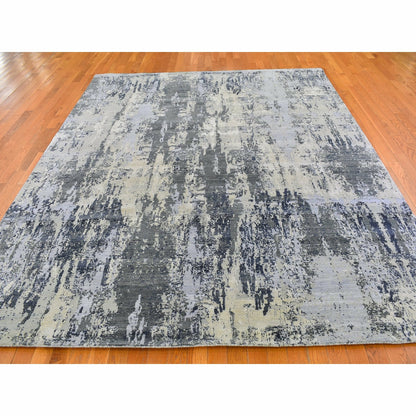 8'2"X10'2" Abstract Design Wool And Pure Silk Hand Knotted Oriental Rug