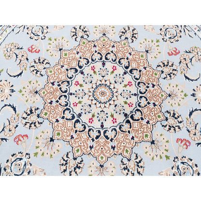 6'1"X6'1" Blue Round Wool 250 Kpsi Nain Handmade Medallion Design Rug