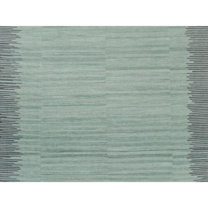 8'2"X10'1" Hand Woven Light Green Flat Weave Afghan Kilim Reversible Rug