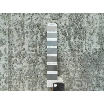 Rug 2'x3'2" Gray Broken Zoroastrian Hand Knotted Wool and Silk Oriental