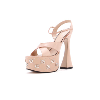 Leather Gucci Women's Janaya GG Studded Platform Sandals