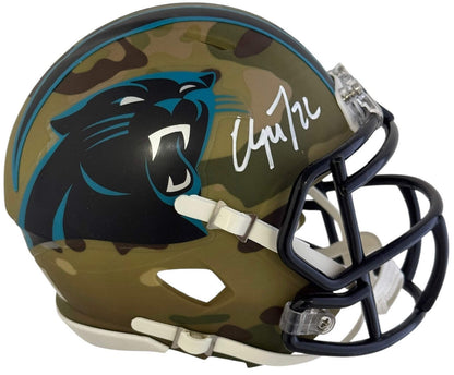 Christian Mccaffrey Autographed Panthers Alternate Camo Mini Helmet (Beckett)