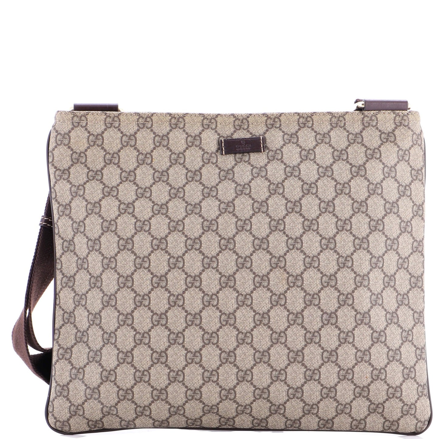 Gucci Zip Top Messenger Bag Gg Coated Canvas Large