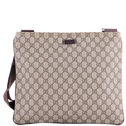 Gucci Zip Top Messenger Bag Gg Coated Canvas Large