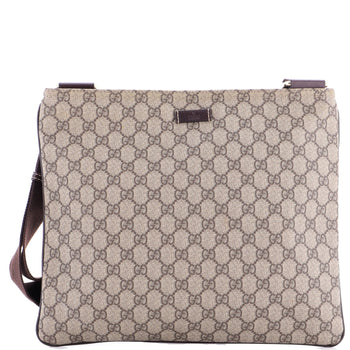 Gucci Zip Top Messenger Bag Gg Coated Canvas Large