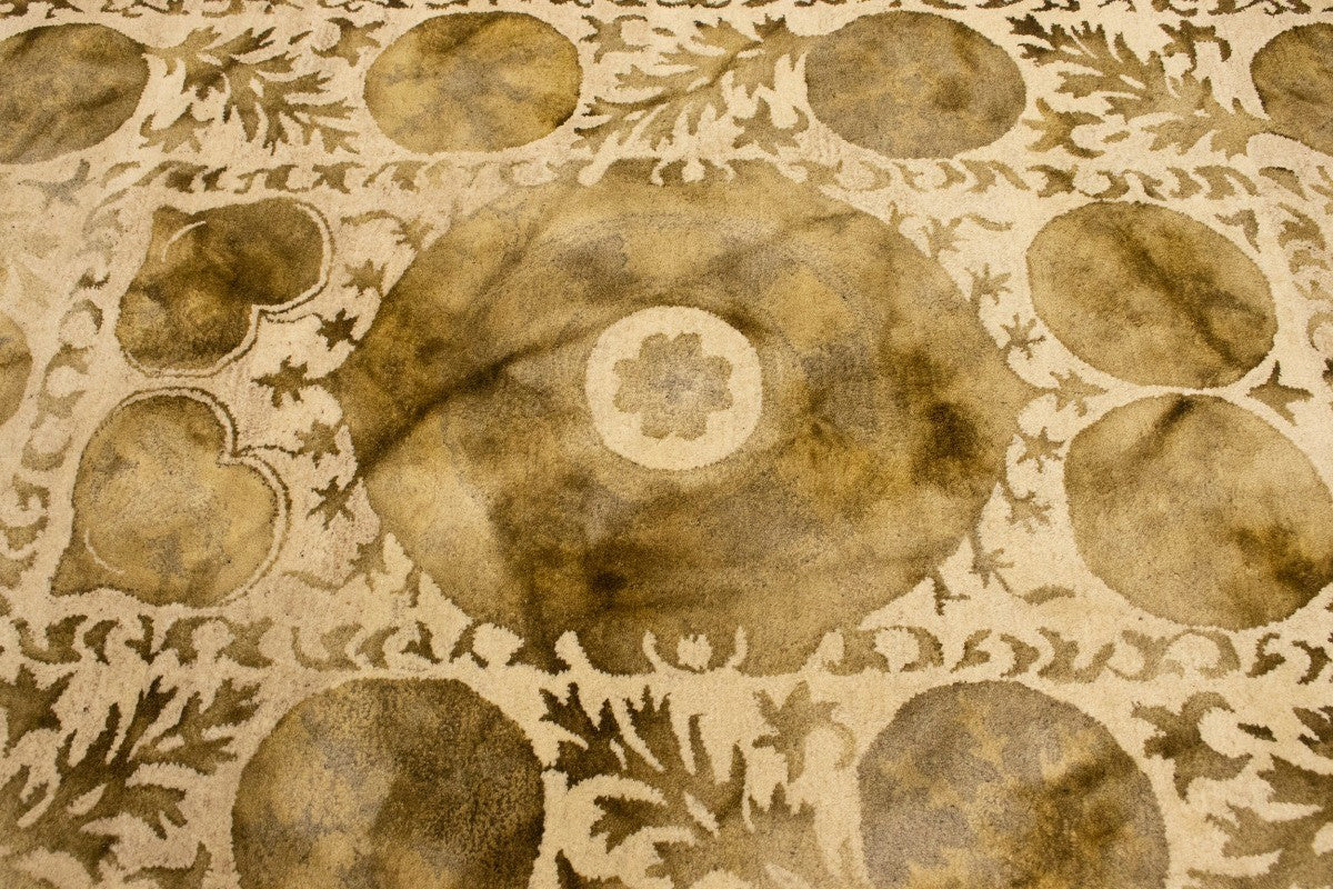 5x8 Cream & Brown Abstract Design Rug Hand-Tufted Modern Living Room Carpet