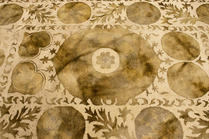 5x8 Cream & Brown Abstract Design Rug Hand-Tufted Modern Living Room Carpet