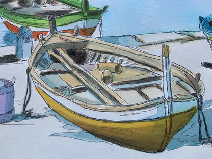 Aldo Riso "Gallipoli" 60X80 Unique Watercolor Authenticated