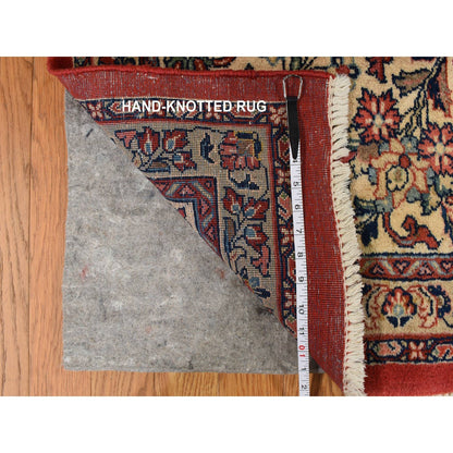 10'X13'9" Crimson Red Vintage Zoroastrian Saroogh Wool Hand Knotted Rug