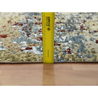 8'5"X8'5" Beige Hand Knotted Abstract Design Soft Wool Square Rug
