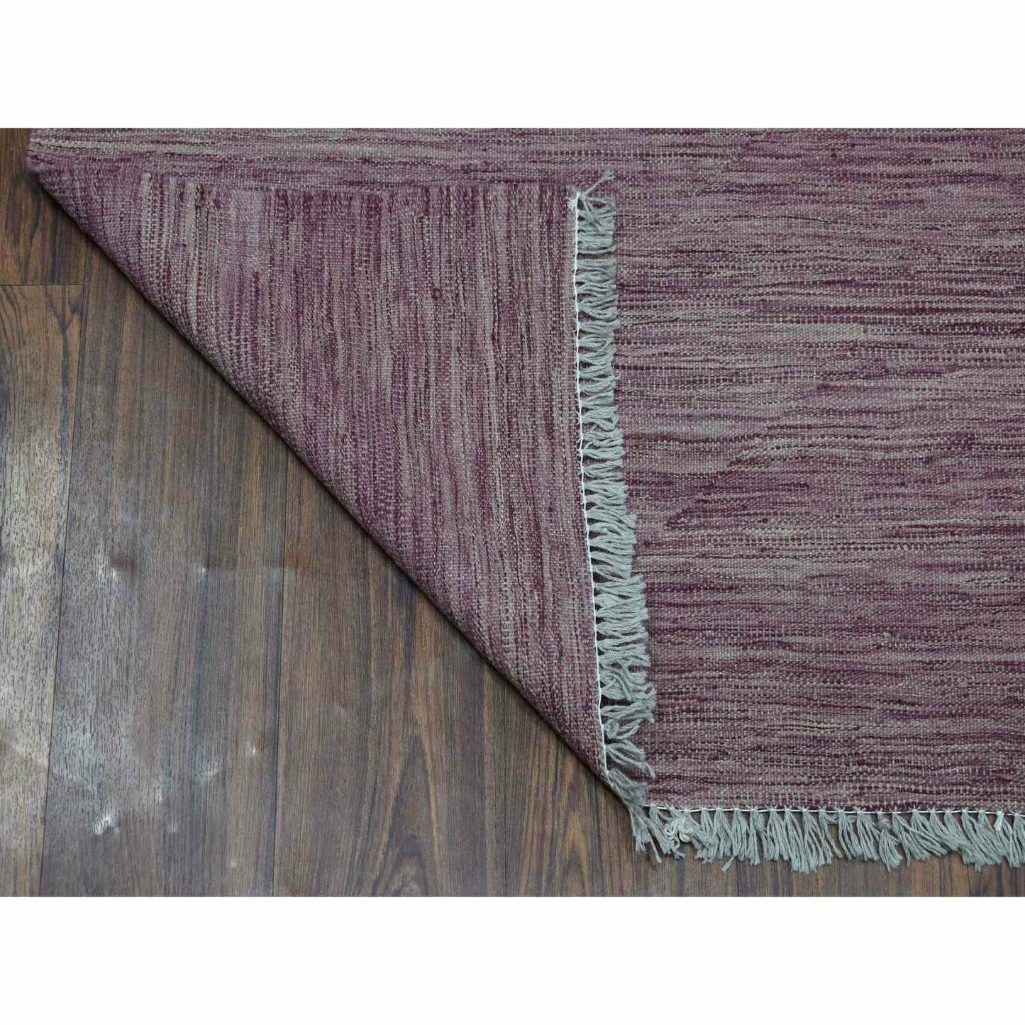2'8"X10' Lavender Reversible Kilim Pure Wool Hand Woven Runner Rug