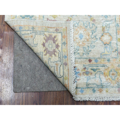 2'8"X9'9" Afghan Angora Ushak Soft Wool Hand Knotted Gray Runner Rug