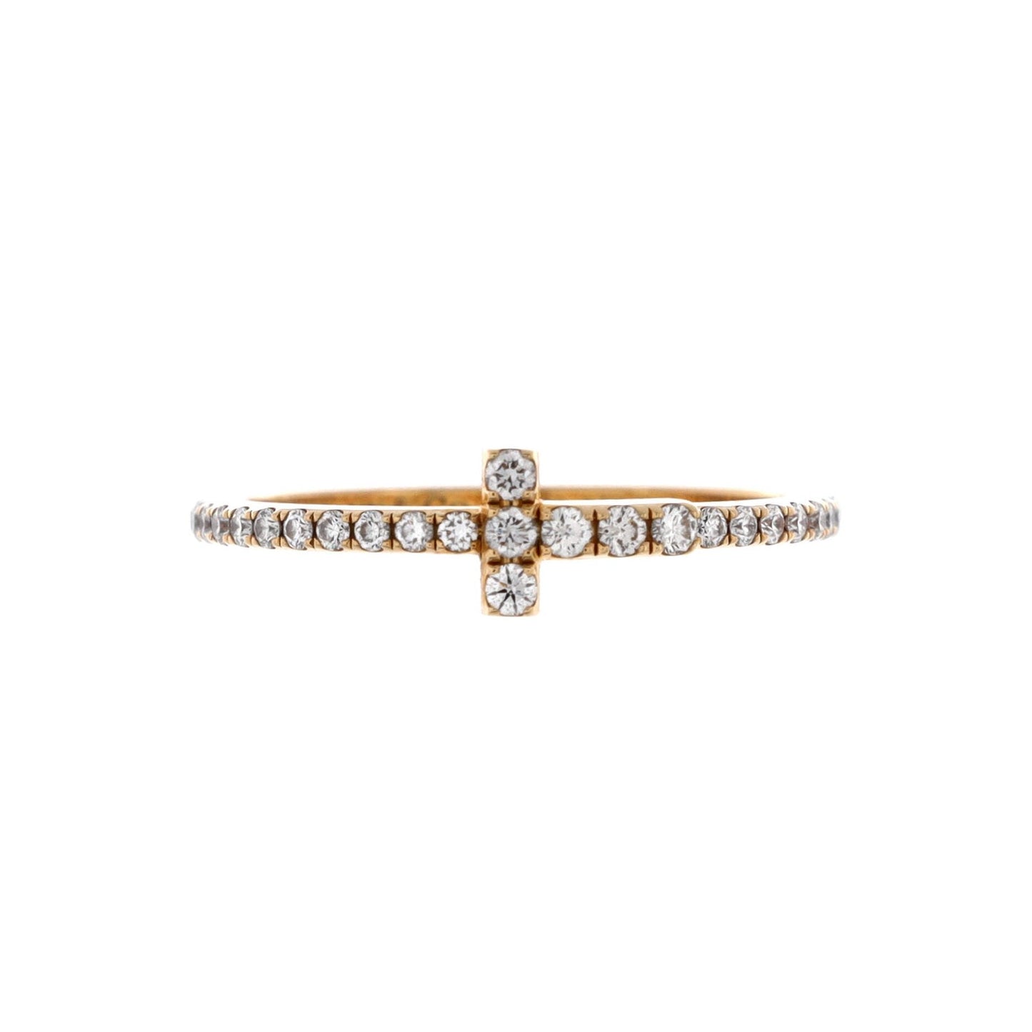 Tiffany & Co. T Wire Band Ring 18K Yellow Gold With Pave Diamonds