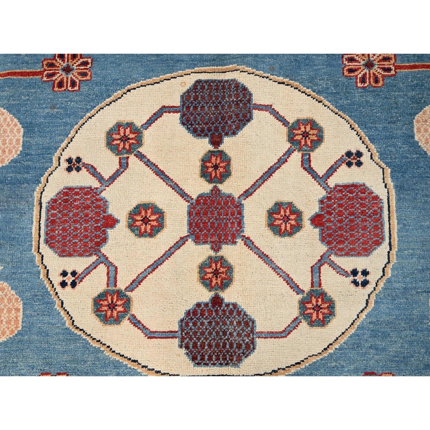 8'X9'9" Fjord Blue Afghan Special Kazak Pure Wool Hand Knotted Oriental Rug
