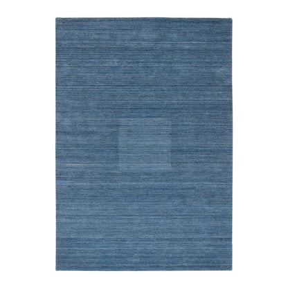 6'X9' Denim Blue Pure Wool Hand Loomed Modern Design Oriental Rug