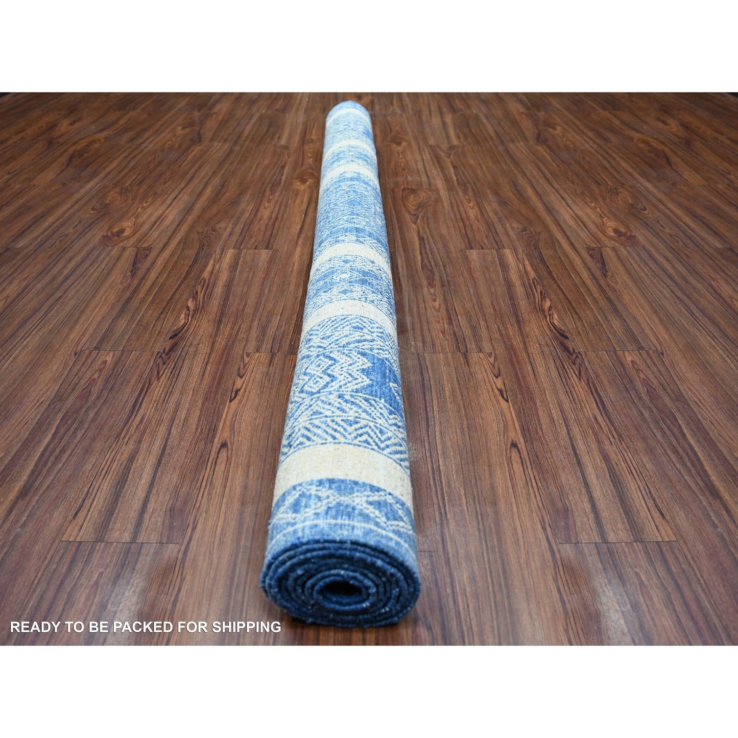 6'2"X8'8" Medium Sapphire Fine Peshawar Natural Wool Hand Knotted Rug