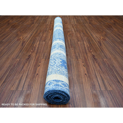 6'2"X8'8" Medium Sapphire Fine Peshawar Natural Wool Hand Knotted Rug