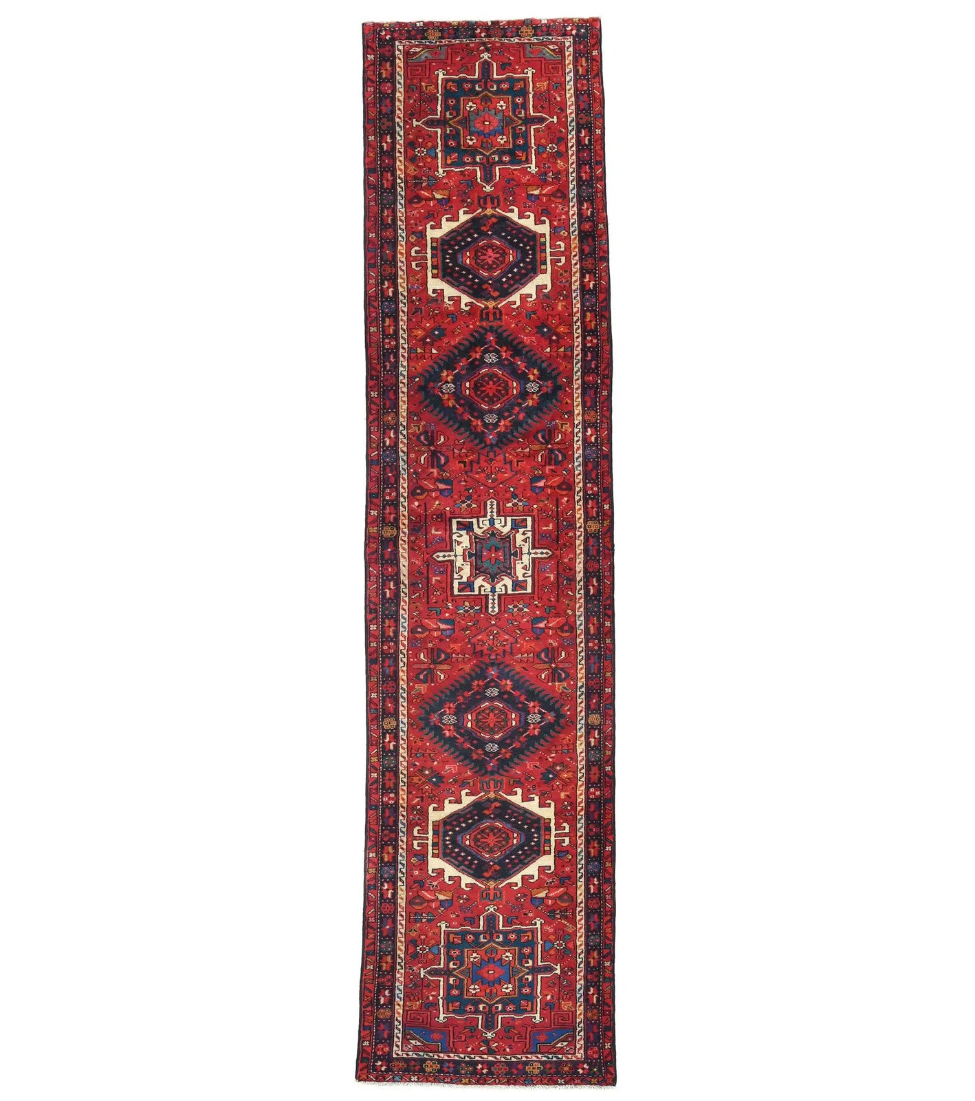 Vintage Hand-Knotted Tribal Runner Rug 3'1X12'7 Rustic Home Oriental Carpet