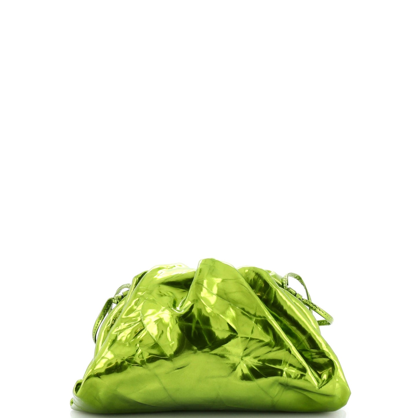 Bottega Veneta The Pouch Crinkled Metallic Leather Mini