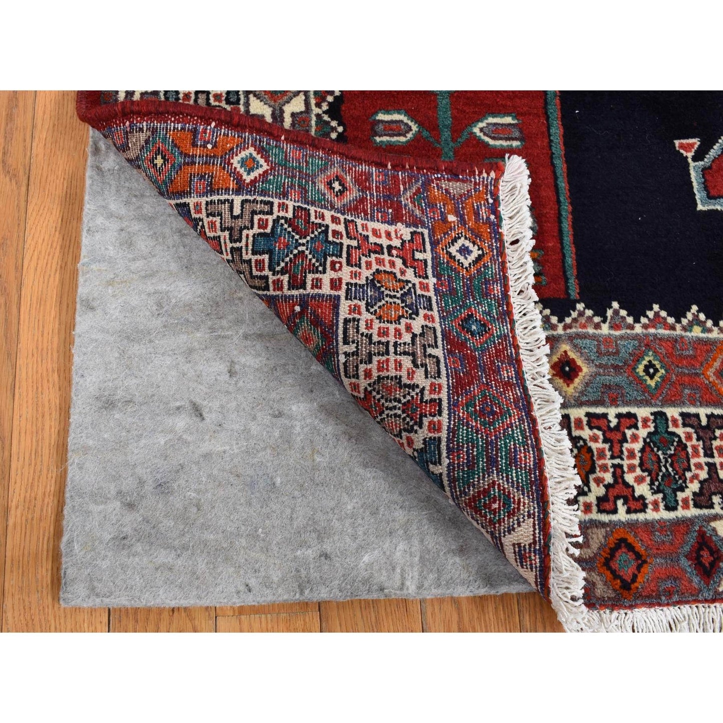 4'8"x9'7" Blue New Zoroastrian Khamadan Wool Hand Knotted Runner Rug