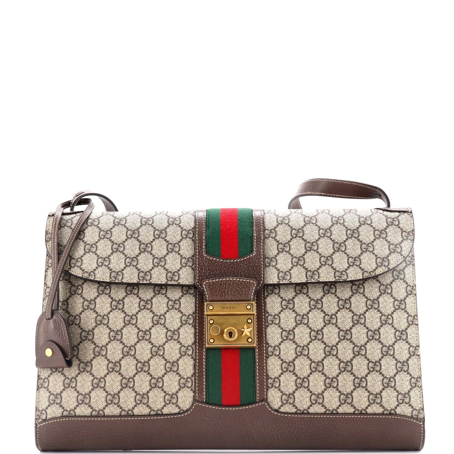 Gucci Padlock Web Messenger Bag Gg Coated Canvas Large