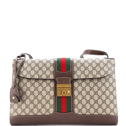 Gucci Padlock Web Messenger Bag Gg Coated Canvas Large