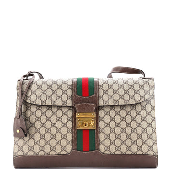 Gucci Padlock Web Messenger Bag Gg Coated Canvas Large