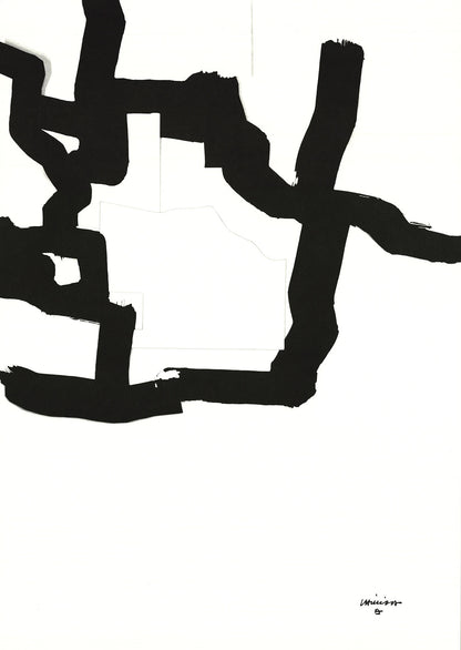 Chillida Collage 26.75" x 18.75" Lithograph 1995 Black White Abstract
