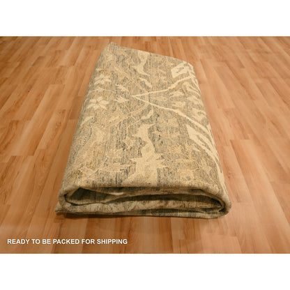 8'10"X12'2" Brown Bijar Garus Design Distressed Hand Knotted Wool Rug