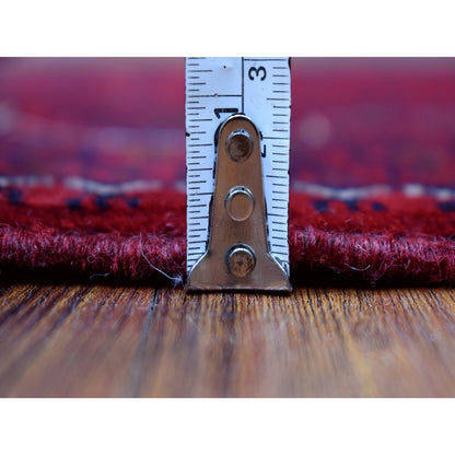 3'3"X4'10" Afghan Khamyab Pure Wool Hand Knotted Deep Red Rug