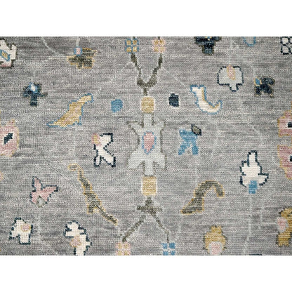 12'X17'10" Light Gray Oushak Wool Hand Knotted Oversize Oriental Rug