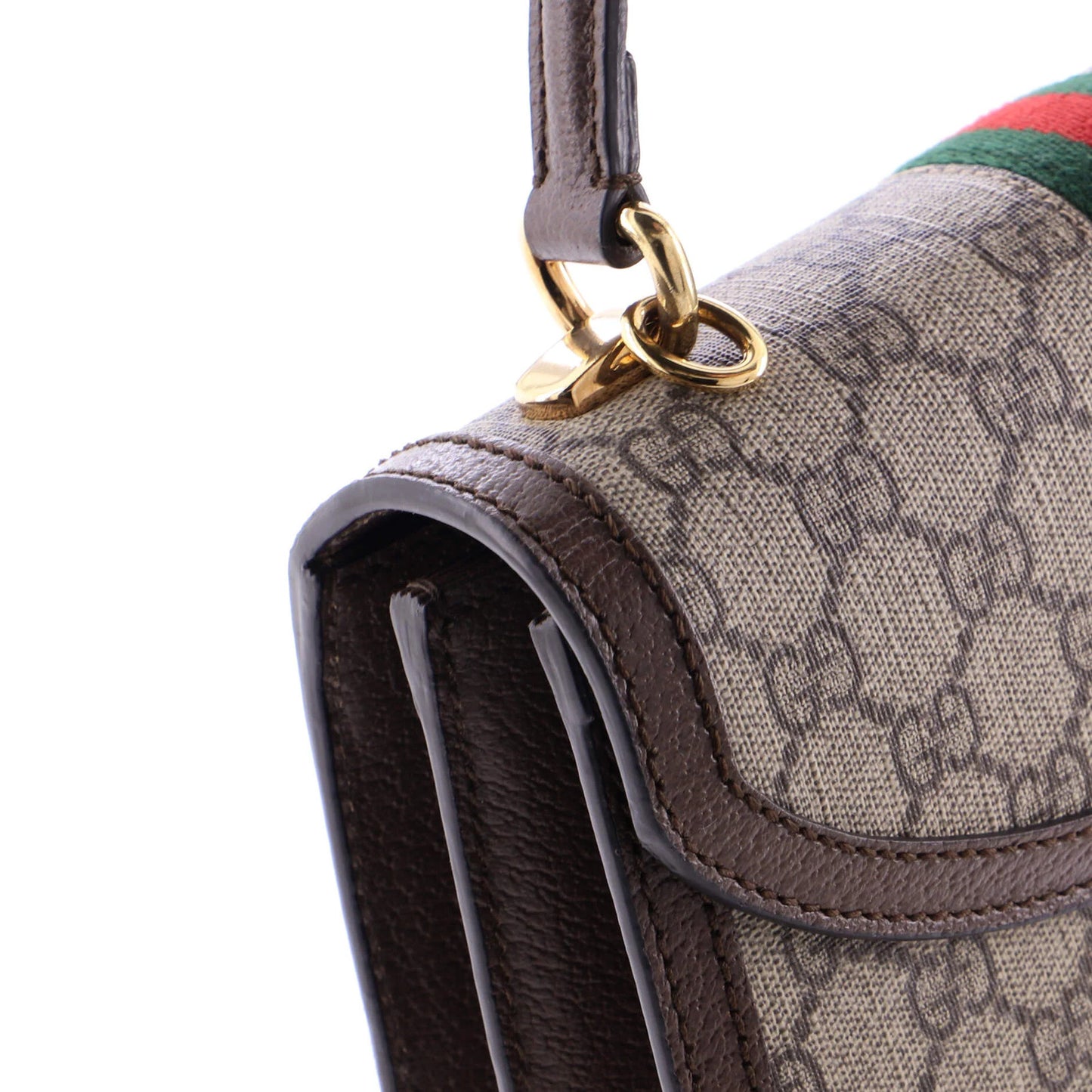 Gucci Ophidia Flap Top Handle Bag Gg Coated Canvas Small