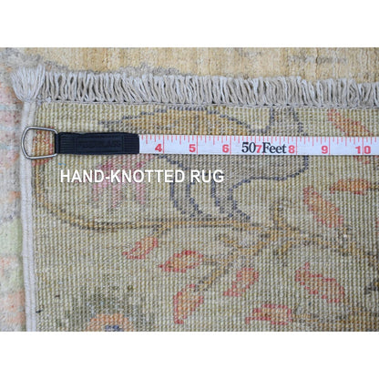 3'X4'8" Green Afghan Peshawar Birds Design Hand Knotted Soft Wool Rug