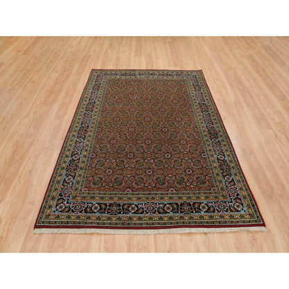 6'1"X9' Red Herrita Design Wool/Silk 175 Kpsi Hand Knotted Rug