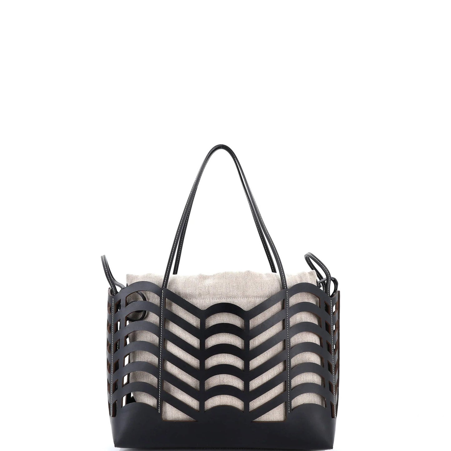 Chloe Kayan Tote Laser Cut Leather And Canvas Small