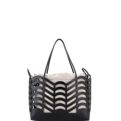 Chloe Kayan Tote Laser Cut Leather And Canvas Small