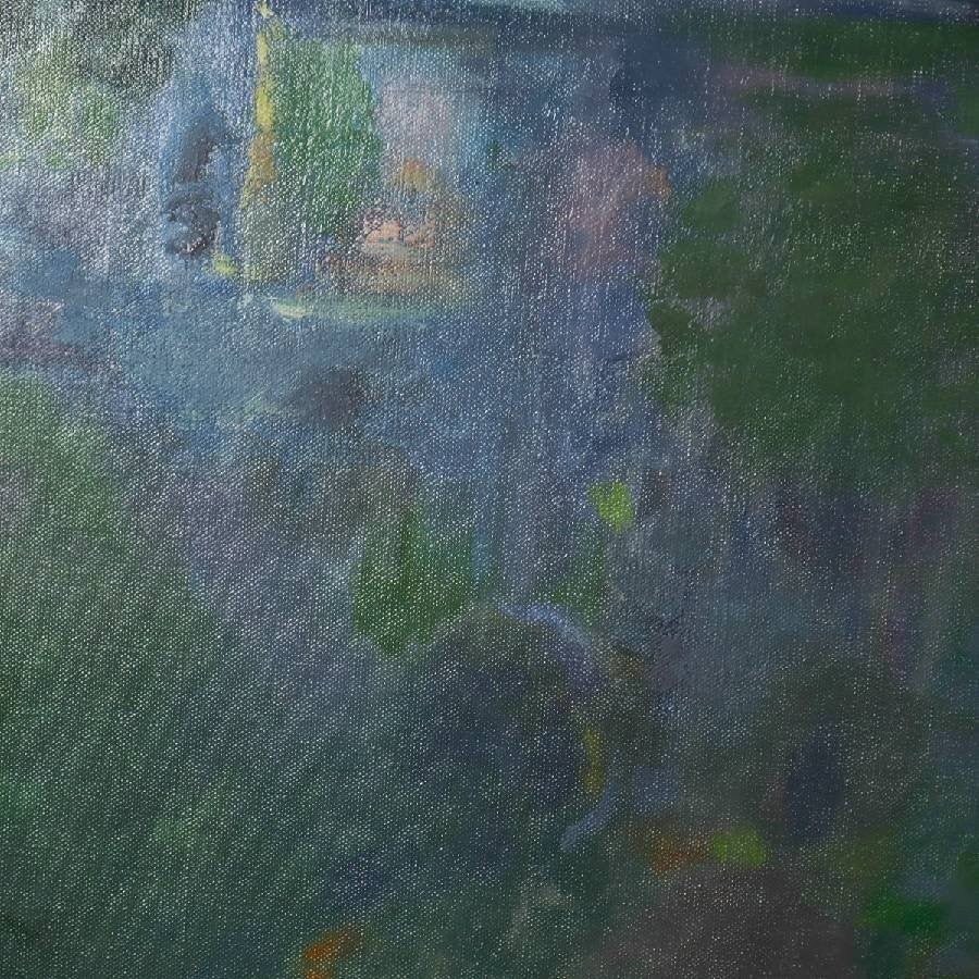 Oil painting large signed framed M Bouchery Impressionist styl reflections pond