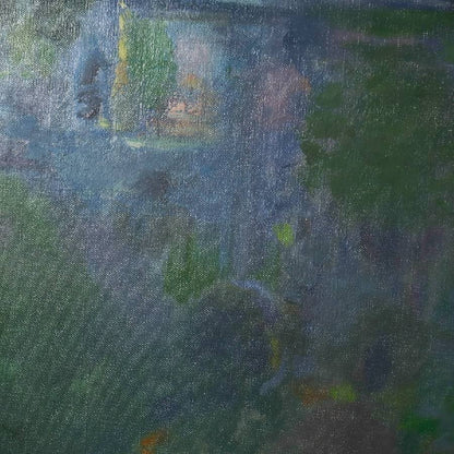 Oil painting large signed framed M Bouchery Impressionist styl reflections pond