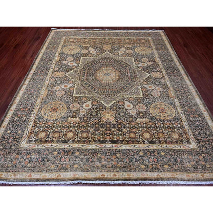 8'4"X9'6" Brown 14Th Century Mamluk Dynasty Pattern Hand Knotted Wool Rug