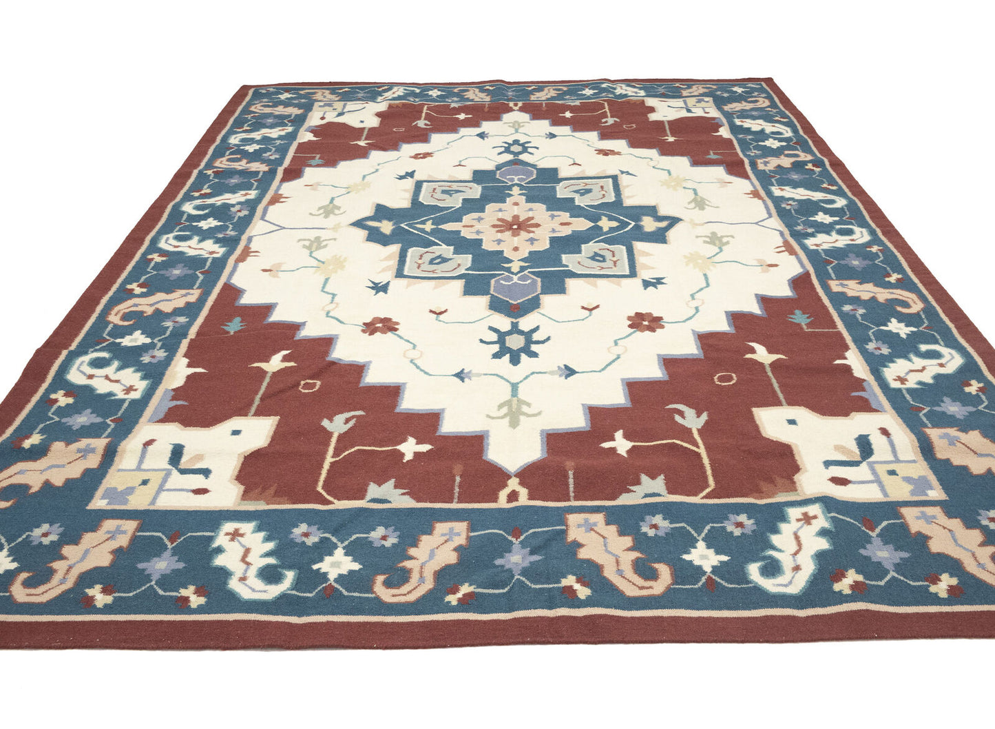 Reversible Hand-Hooked Dhurrie Oriental Rug