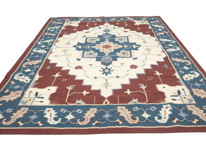 Reversible Hand-Hooked Dhurrie Oriental Rug